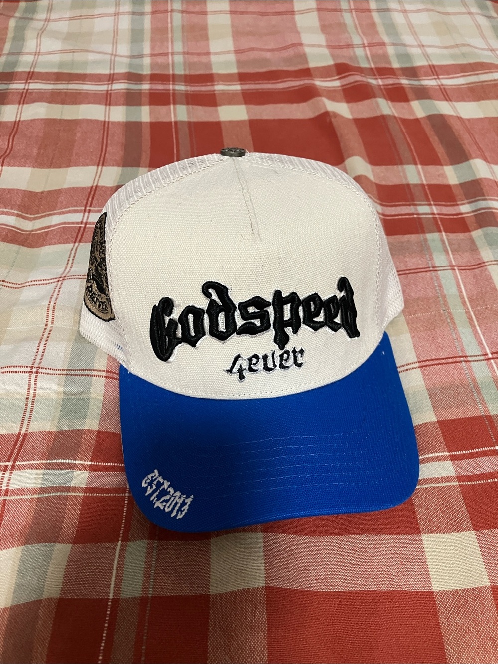 Godspeed Forever White & Blue Mesh Trucker Hat